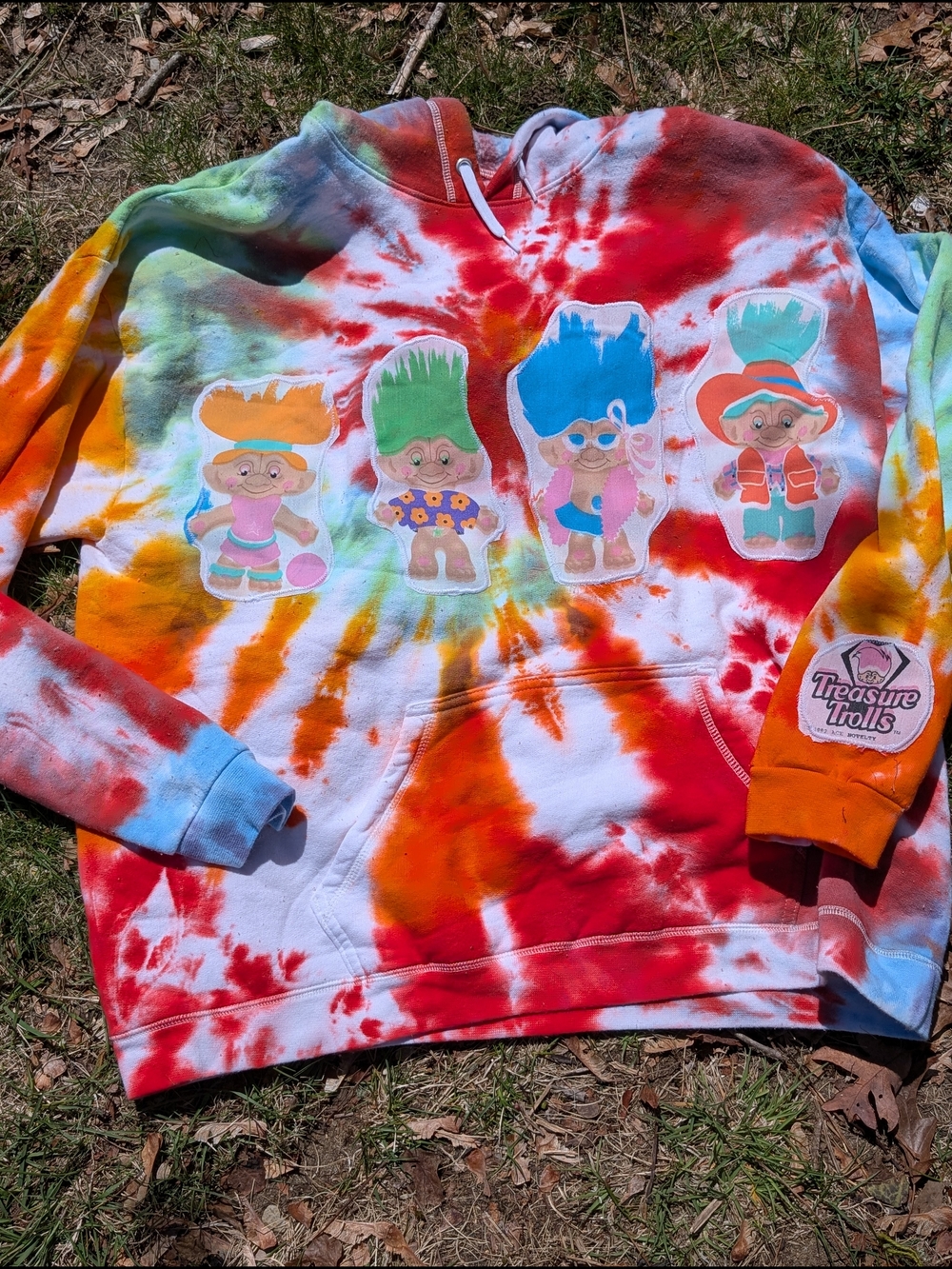 Hand Dyed Hoodie With Vintage Troll Applique